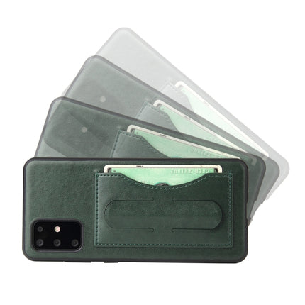 For Galaxy S20+ Fierre Shann Full Coverage PU Leather Protective Case with Holder & Card Slot(Green)-garmade.com