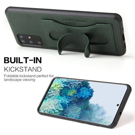 For Galaxy S20+ Fierre Shann Full Coverage PU Leather Protective Case with Holder & Card Slot(Green)-garmade.com
