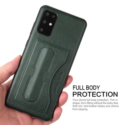 For Galaxy S20+ Fierre Shann Full Coverage PU Leather Protective Case with Holder & Card Slot(Green)-garmade.com
