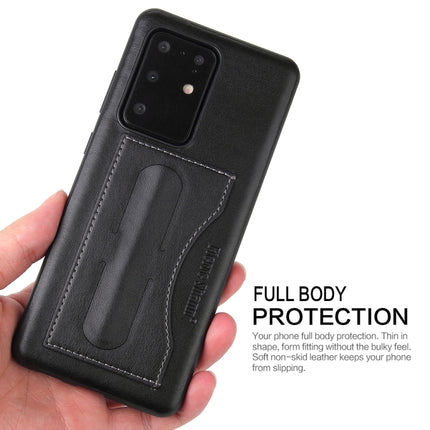 For Galaxy S20 Ultra Fierre Shann Full Coverage PU Leather Protective Case with Holder & Card Slot(Black)-garmade.com