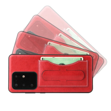 For Galaxy S20 Ultra Fierre Shann Full Coverage PU Leather Protective Case with Holder & Card Slot(Red)-garmade.com