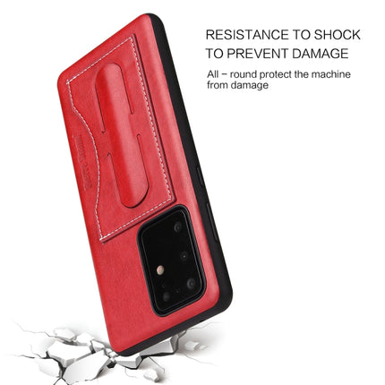 For Galaxy S20 Ultra Fierre Shann Full Coverage PU Leather Protective Case with Holder & Card Slot(Red)-garmade.com