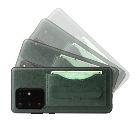 For Galaxy S20 Ultra Fierre Shann Full Coverage PU Leather Protective Case with Holder & Card Slot(Green)-garmade.com