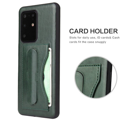 For Galaxy S20 Ultra Fierre Shann Full Coverage PU Leather Protective Case with Holder & Card Slot(Green)-garmade.com