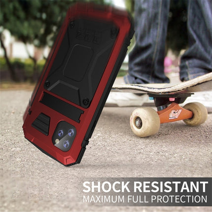 For iPhone 11 Shockproof Waterproof Dust-proof Metal + Silicone Protective Case with Holder(Red)-garmade.com