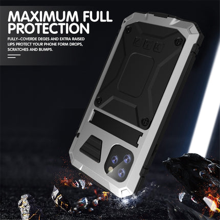 For iPhone 11 Shockproof Waterproof Dust-proof Metal + Silicone Protective Case with Holder(Silver)-garmade.com