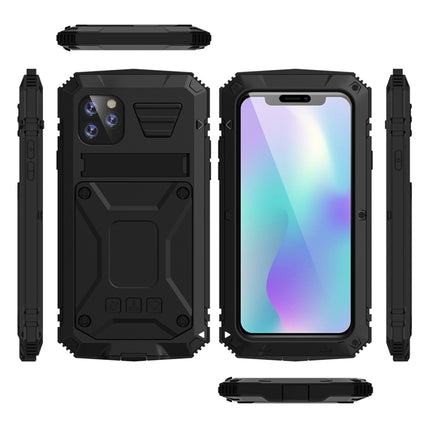 For iPhone 11 Pro Shockproof Waterproof Dust-proof Metal + Silicone Protective Case with Holder(Black)-garmade.com