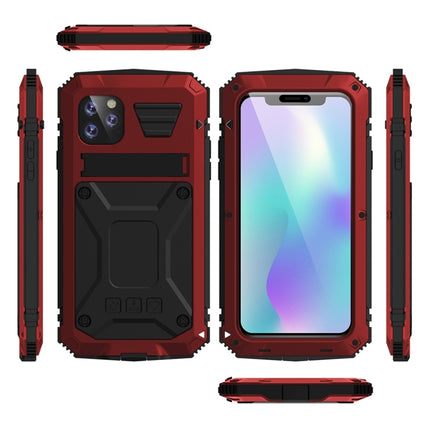 For iPhone 11 Pro Shockproof Waterproof Dust-proof Metal + Silicone Protective Case with Holder(Red)-garmade.com