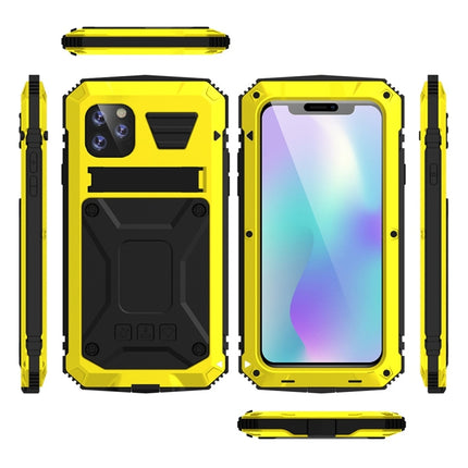 For iPhone 11 Pro Shockproof Waterproof Dust-proof Metal + Silicone Protective Case with Holder(Yellow)-garmade.com