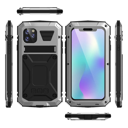 For iPhone 11 Pro Shockproof Waterproof Dust-proof Metal + Silicone Protective Case with Holder(Silver)-garmade.com