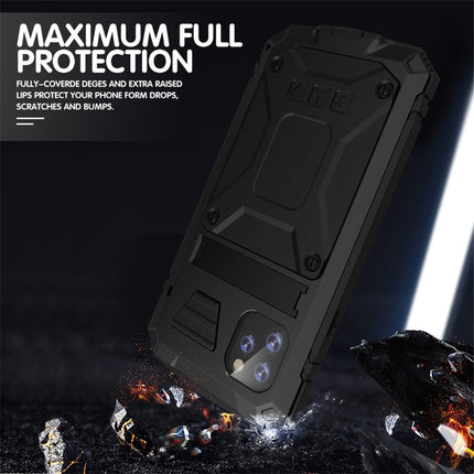 For iPhone 11 Pro Max Shockproof Waterproof Dust-proof Metal + Silicone Protective Case with Holder(Black)-garmade.com