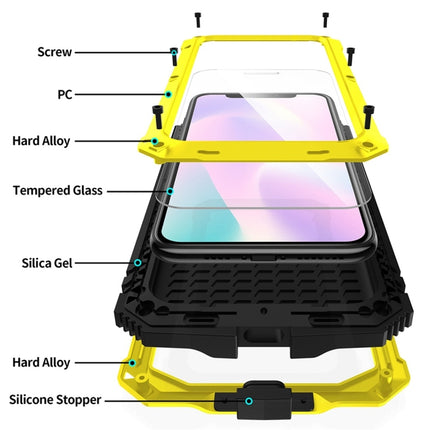 For iPhone 11 Pro Max Shockproof Waterproof Dust-proof Metal + Silicone Protective Case with Holder(Yellow)-garmade.com
