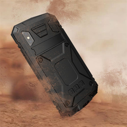 For iPhone XS Max Shockproof Waterproof Dust-proof Metal + Silicone Protective Case with Holder(Black)-garmade.com