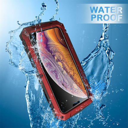 For iPhone XS Max Shockproof Waterproof Dust-proof Metal + Silicone Protective Case with Holder(Red)-garmade.com