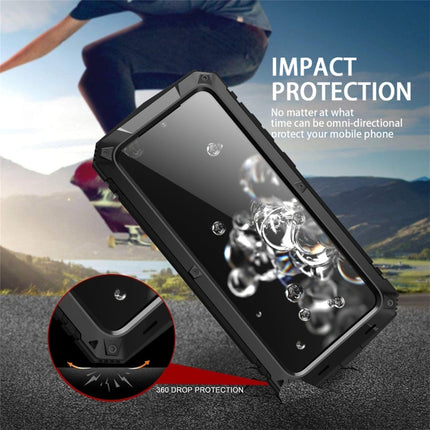 For Galaxy S20 Ultra Shockproof Waterproof Dust-proof Metal + Silicone Protective Case with Holder(Black)-garmade.com