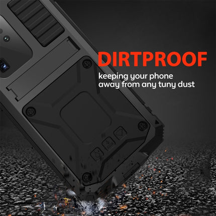 For Galaxy S20 Ultra Shockproof Waterproof Dust-proof Metal + Silicone Protective Case with Holder(Black)-garmade.com