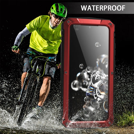 For Galaxy S20 Ultra Shockproof Waterproof Dust-proof Metal + Silicone Protective Case with Holder(Red)-garmade.com