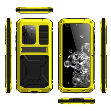 For Galaxy S20 Ultra Shockproof Waterproof Dust-proof Metal + Silicone Protective Case with Holder(Yellow)-garmade.com