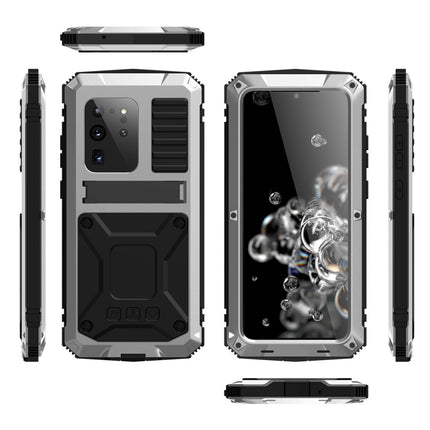 For Galaxy S20 Ultra Shockproof Waterproof Dust-proof Metal + Silicone Protective Case with Holder(Silver)-garmade.com