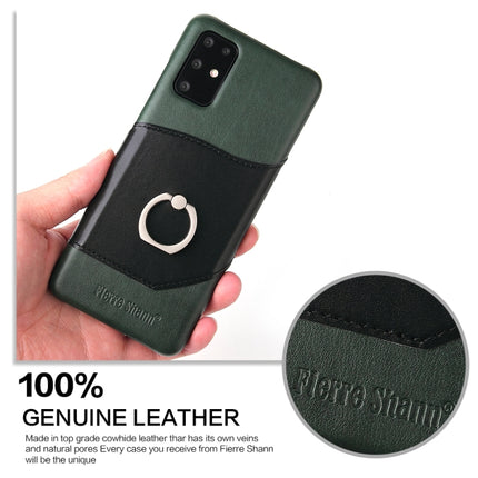 For Galaxy S20 Fierre Shann Oil Wax Texture Genuine Leather Back Cover Case with 360 Degree Rotation Holder & Card Slot(Black)-garmade.com