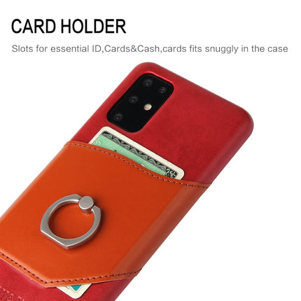 For Galaxy S20 Fierre Shann Oil Wax Texture Genuine Leather Back Cover Case with 360 Degree Rotation Holder & Card Slot(Red)-garmade.com