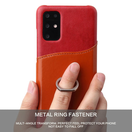 For Galaxy S20+ Fierre Shann Oil Wax Texture Genuine Leather Back Cover Case with 360 Degree Rotation Holder & Card Slot(Red)-garmade.com