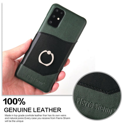 For Galaxy S20 Ultra Fierre Shann Oil Wax Texture Genuine Leather Back Cover Case with 360 Degree Rotation Holder & Card Slot(Black)-garmade.com