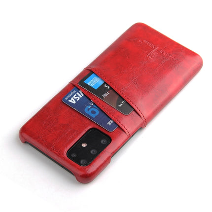 For Galaxy S20 Fierre Shann Retro Oil Wax Texture PU Leather Case with Card Slots(Red)-garmade.com