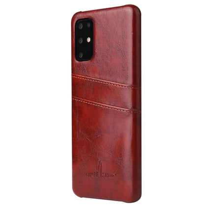 For Galaxy S20 Fierre Shann Retro Oil Wax Texture PU Leather Case with Card Slots(Brown)-garmade.com