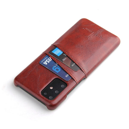 For Galaxy S20 Fierre Shann Retro Oil Wax Texture PU Leather Case with Card Slots(Brown)-garmade.com