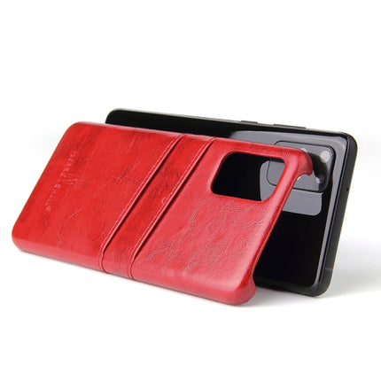 For Galaxy S20+ Fierre Shann Retro Oil Wax Texture PU Leather Case with Card Slots(Red)-garmade.com