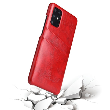 For Galaxy S20+ Fierre Shann Retro Oil Wax Texture PU Leather Case with Card Slots(Red)-garmade.com