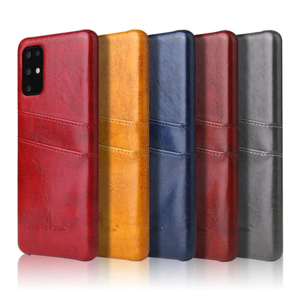 For Galaxy S20+ Fierre Shann Retro Oil Wax Texture PU Leather Case with Card Slots(Red)-garmade.com