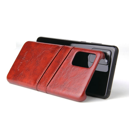 For Galaxy S20+ Fierre Shann Retro Oil Wax Texture PU Leather Case with Card Slots(Brown)-garmade.com