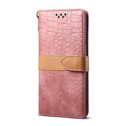 For Galaxy S20 Splicing Color Crocodile Texture PU Horizontal Flip Leather Case with Wallet & Holder & Card Slots & Lanyard(Pink)-garmade.com