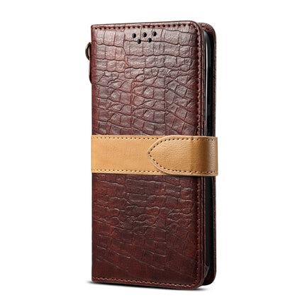 For Galaxy S20 Splicing Color Crocodile Texture PU Horizontal Flip Leather Case with Wallet & Holder & Card Slots & Lanyard(Brown)-garmade.com