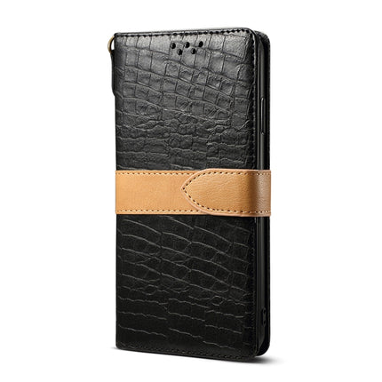 For Galaxy S20 Splicing Color Crocodile Texture PU Horizontal Flip Leather Case with Wallet & Holder & Card Slots & Lanyard(Black)-garmade.com