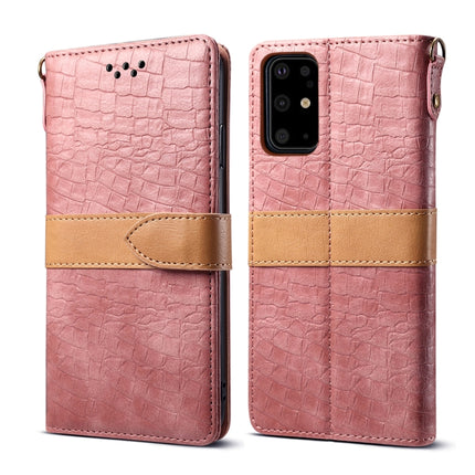 For Galaxy S20 Plus Splicing Color Crocodile Texture PU Horizontal Flip Leather Case with Wallet & Holder & Card Slots & Lanyard(Pink)-garmade.com