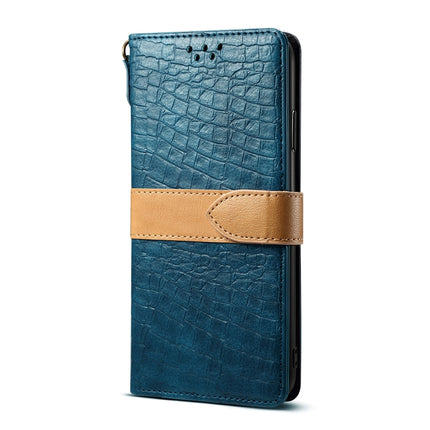 For Galaxy S20 Plus Splicing Color Crocodile Texture PU Horizontal Flip Leather Case with Wallet & Holder & Card Slots & Lanyard(Blue)-garmade.com
