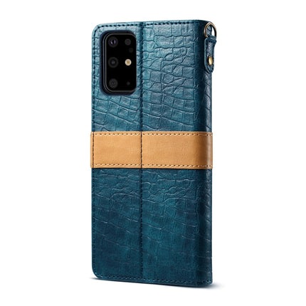 For Galaxy S20 Plus Splicing Color Crocodile Texture PU Horizontal Flip Leather Case with Wallet & Holder & Card Slots & Lanyard(Blue)-garmade.com