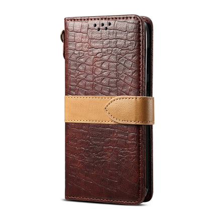 For Galaxy S20 Plus Splicing Color Crocodile Texture PU Horizontal Flip Leather Case with Wallet & Holder & Card Slots & Lanyard(Brown)-garmade.com