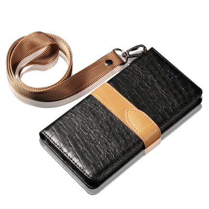 For Galaxy S20 Plus Splicing Color Crocodile Texture PU Horizontal Flip Leather Case with Wallet & Holder & Card Slots & Lanyard(Black)-garmade.com