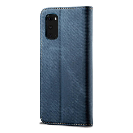 For Galaxy S20 Plus Denim Texture Casual Style Horizontal Flip Leather Case with Holder & Card Slots & Wallet(Blue)-garmade.com