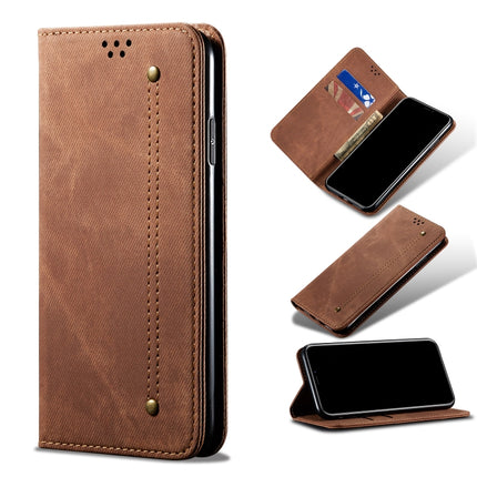 For Galaxy S20 Plus Denim Texture Casual Style Horizontal Flip Leather Case with Holder & Card Slots & Wallet(Brown)-garmade.com