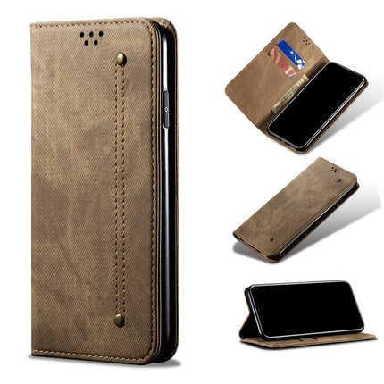 For Galaxy S20 Plus Denim Texture Casual Style Horizontal Flip Leather Case with Holder & Card Slots & Wallet(Khaki)-garmade.com