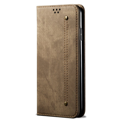 For Galaxy S20 Ultra Denim Texture Casual Style Horizontal Flip Leather Case with Holder & Card Slots & Wallet(Khaki)-garmade.com