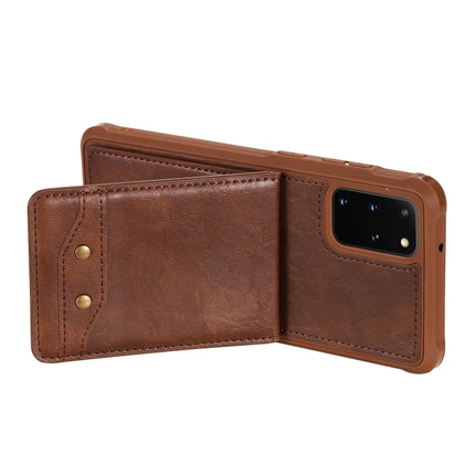 For Galaxy S20+ Vertical Flip Shockproof Leather Protective Case with Short Rope, Support Card Slots & Bracket & Photo Holder & Wallet Function(Coffee)-garmade.com