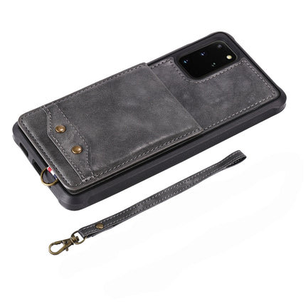 For Galaxy S20+ Vertical Flip Shockproof Leather Protective Case with Short Rope, Support Card Slots & Bracket & Photo Holder & Wallet Function(Coffee)-garmade.com