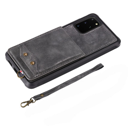For Galaxy S20+ Vertical Flip Shockproof Leather Protective Case with Short Rope, Support Card Slots & Bracket & Photo Holder & Wallet Function(Black)-garmade.com