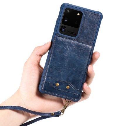 For Galaxy S20 Ultra Vertical Flip Shockproof Leather Protective Case with Short Rope, Support Card Slots & Bracket & Photo Holder & Wallet Function(Brown)-garmade.com